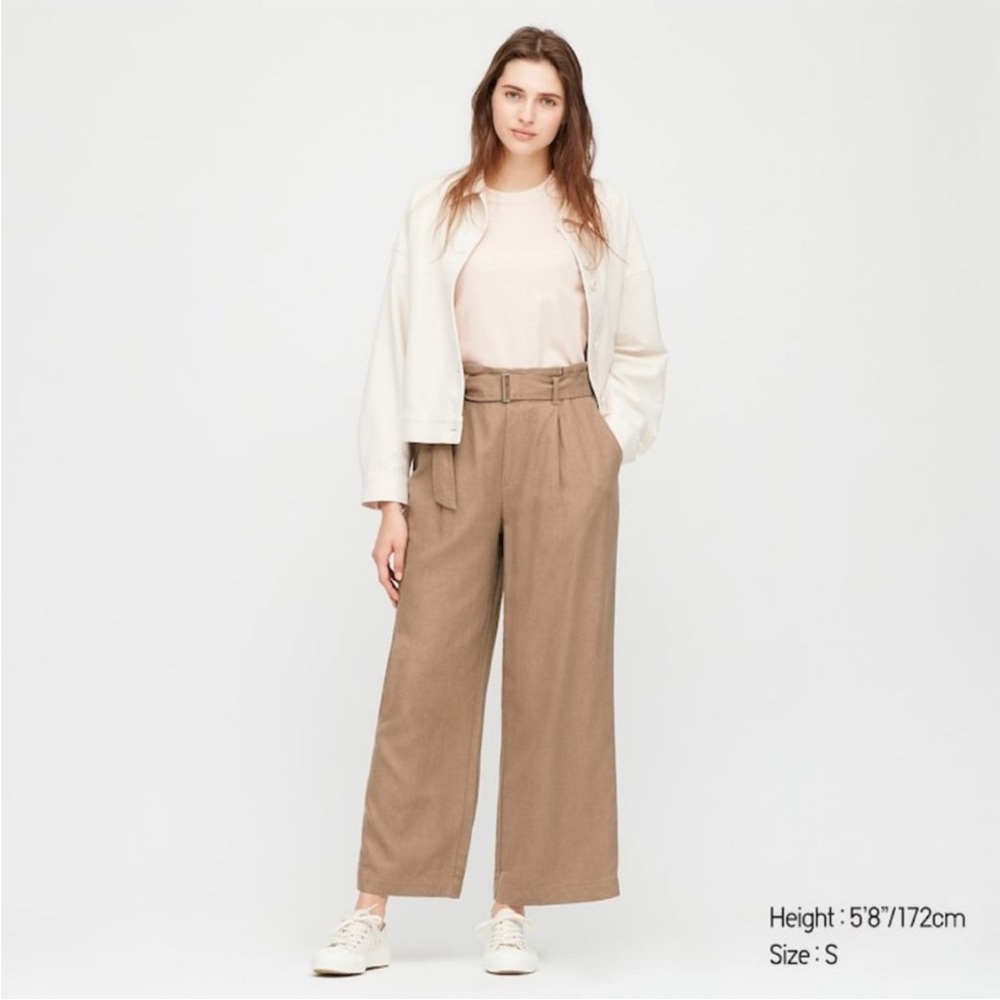 Uniqlo Linen Rayon Wide-Leg Pants